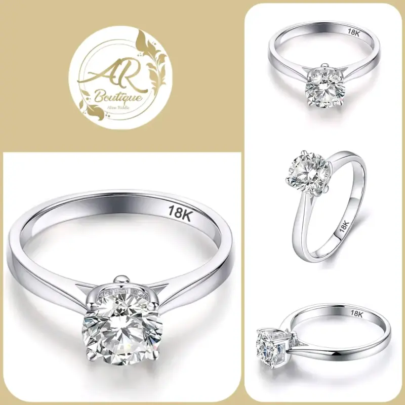 Anillo de compromiso  enchapado oro blanco