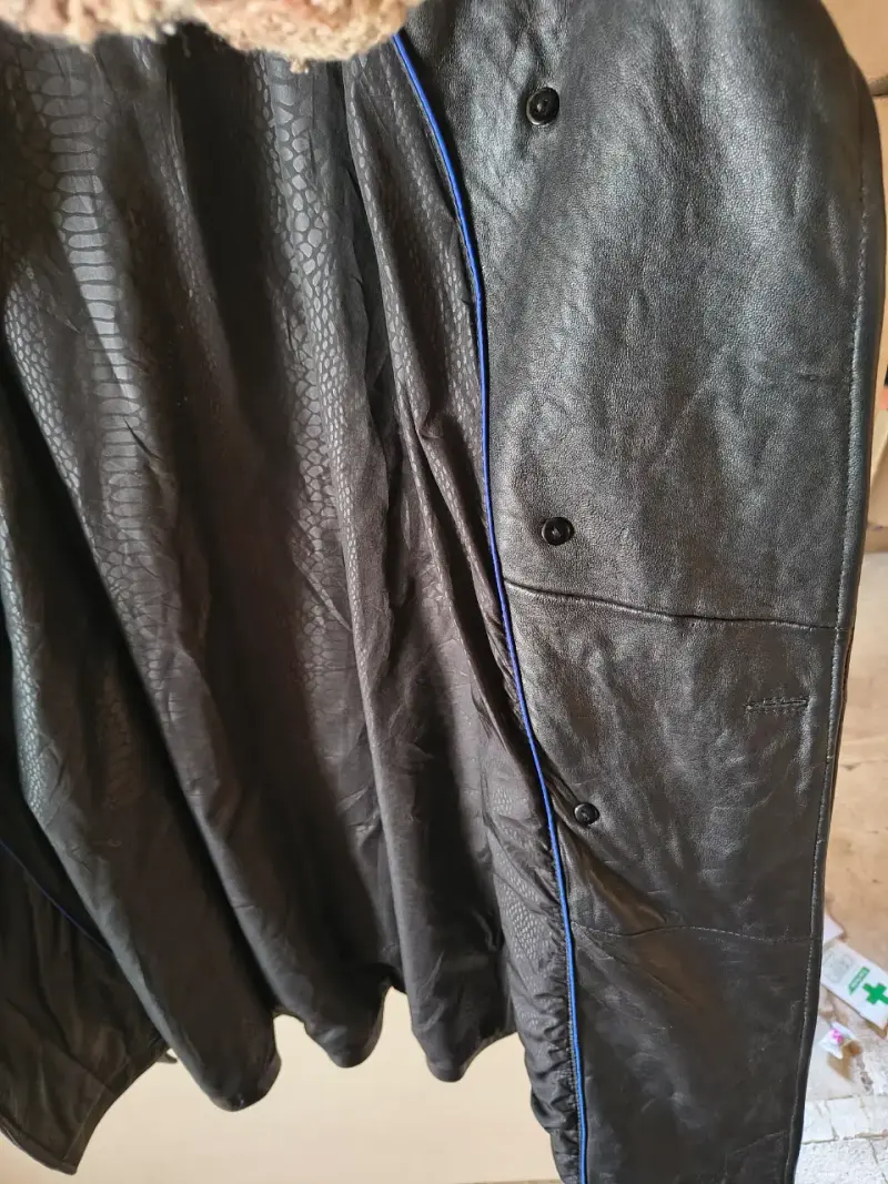 Abrigo de cuero negro para mujer talla XL - 3
