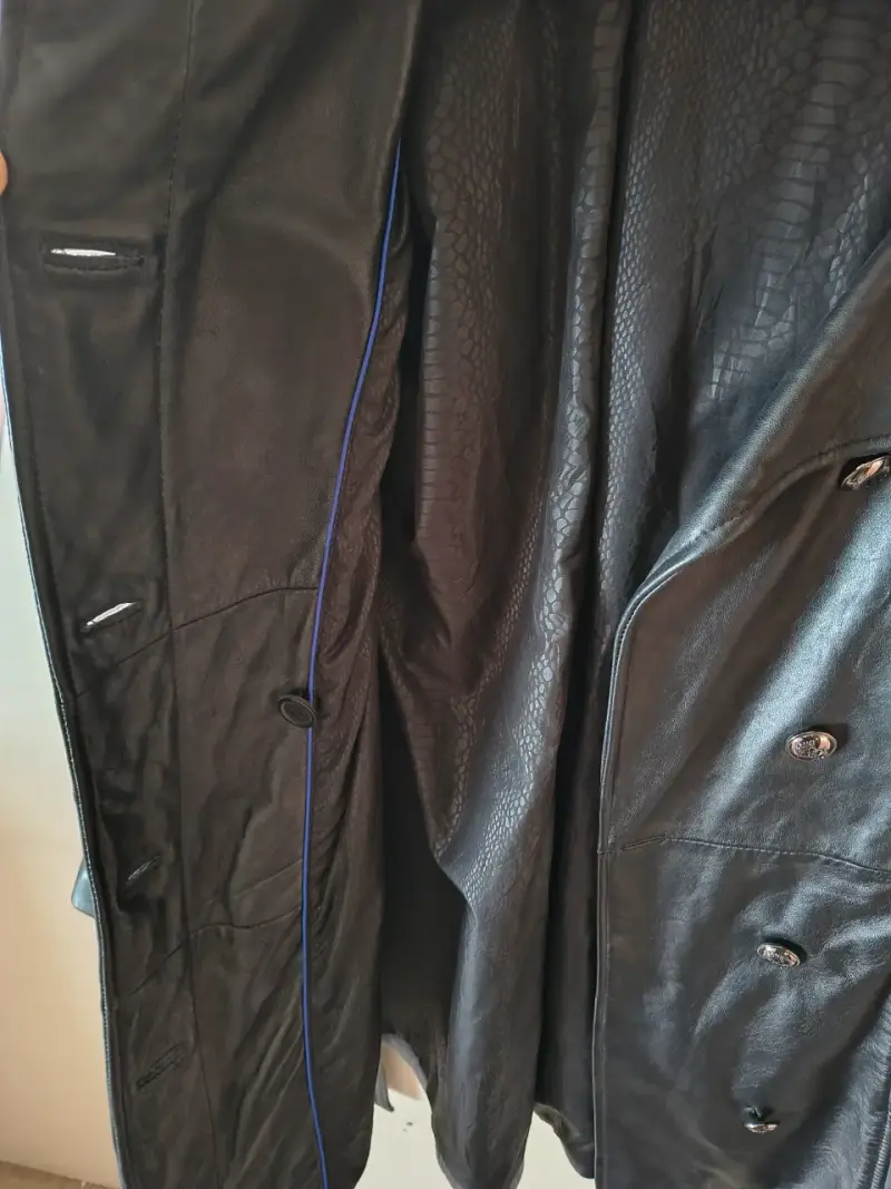 Abrigo de cuero negro para mujer talla XL - 4