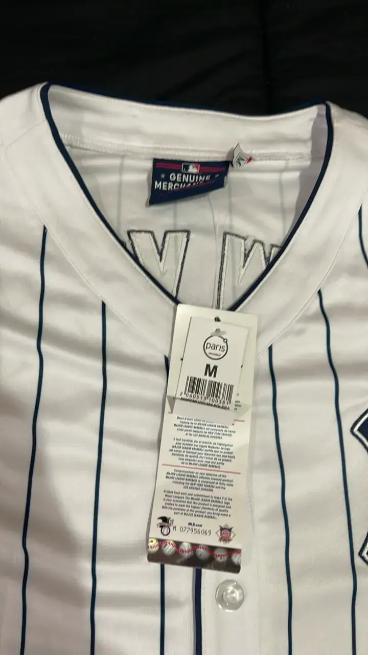 Camiseta de béisbol Yankees NY blanca con rayas - 2