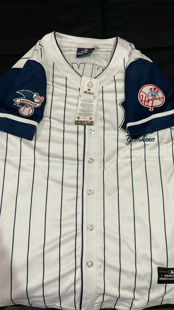 Camiseta de béisbol Yankees NY blanca con rayas - 3