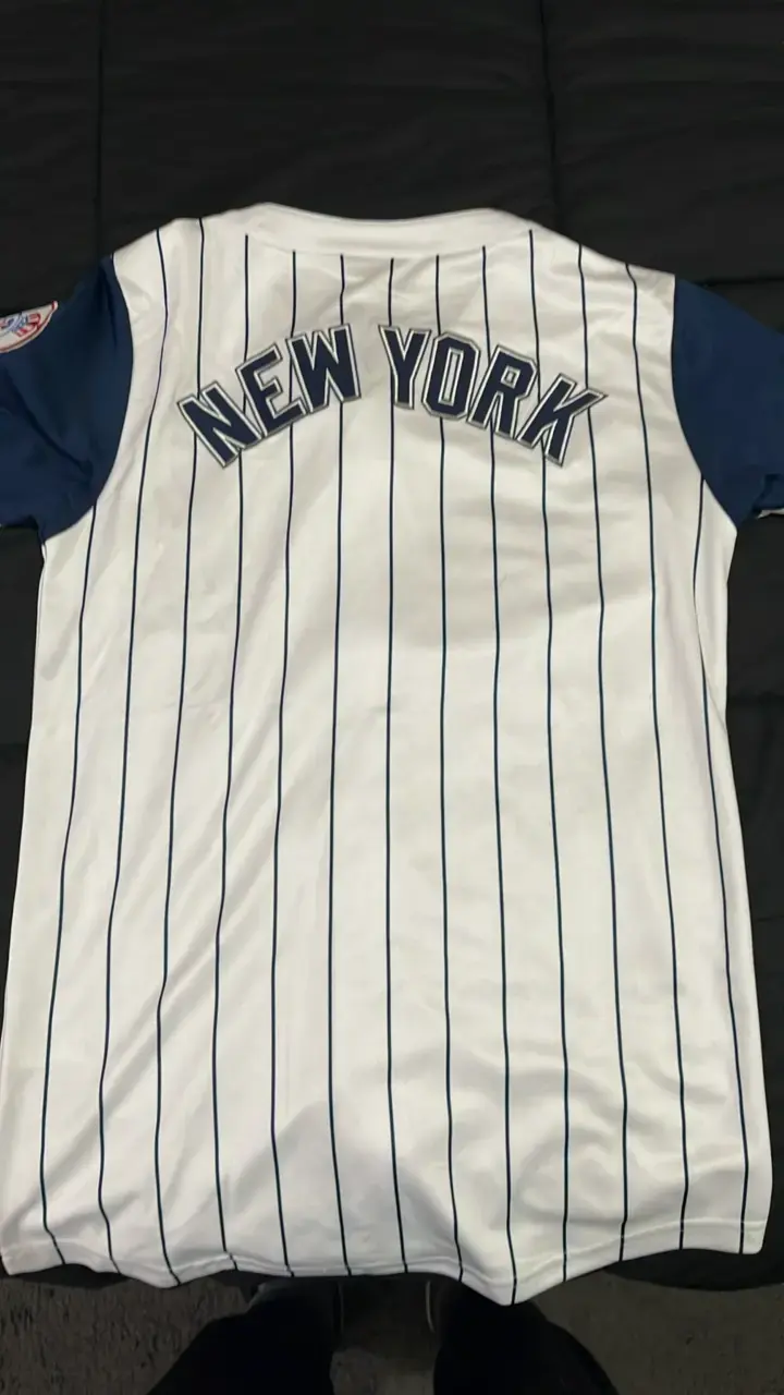 Camiseta de béisbol Yankees NY blanca con rayas - 4
