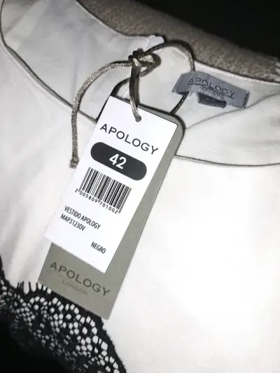 Vestido Apology blanco y negro con encaje - miniatura 2