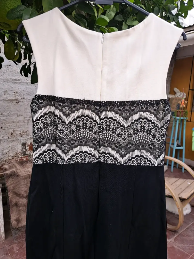 Vestido Apology blanco y negro con encaje - 5