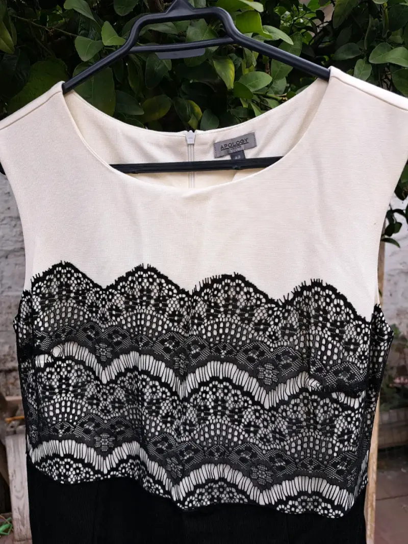 Vestido Apology blanco y negro con encaje - 6