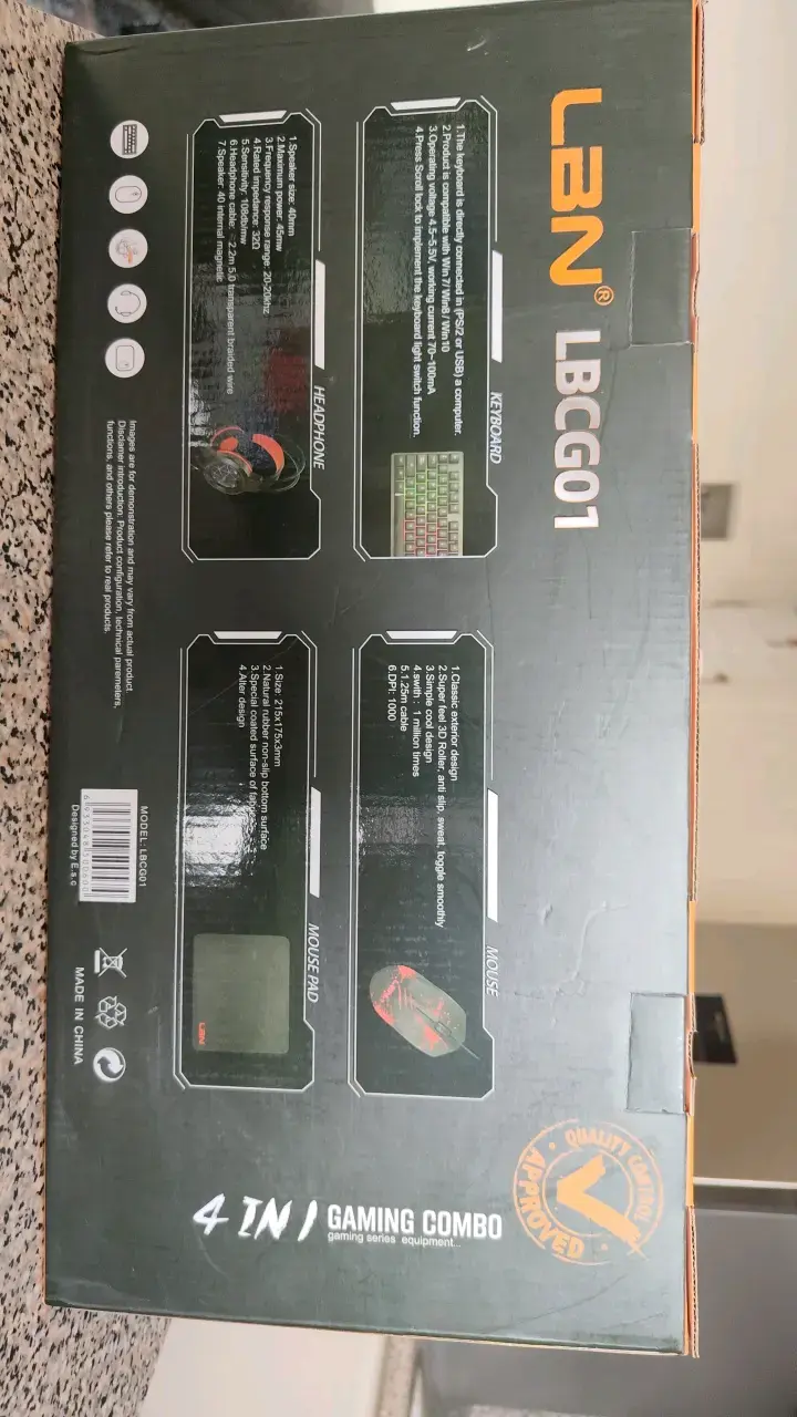 Combo gaming 4 en 1 LBN con teclado, mouse, audífonos y mousepad - 2