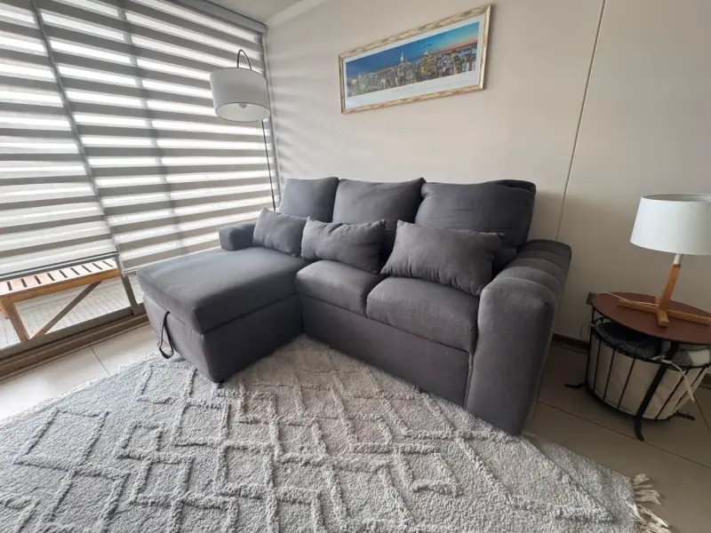 Sofá cama color gris oscuro, medidas: 2,30x82 - 5