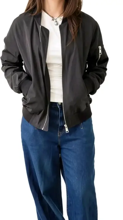 Chaqueta Bomber Negra para Mujer - miniatura 1