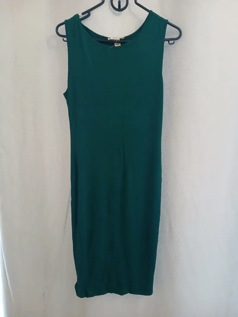 Vestido sin mangas verde botella - 1