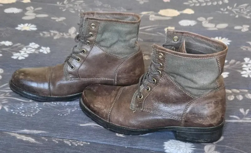Botines de cuero y tela marrón para hombre - 2