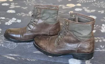 Botines de cuero y tela marrón para hombre - miniatura 2