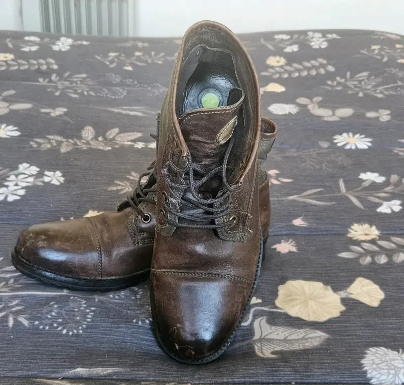 Botines de cuero y tela marrón para hombre - 3