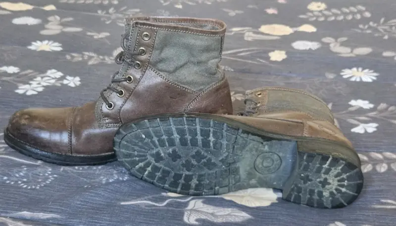 Botines de cuero y tela marrón para hombre - 4