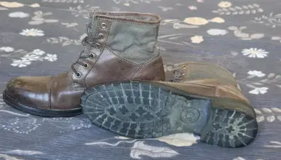 Botines de cuero y tela marrón para hombre - miniatura 4