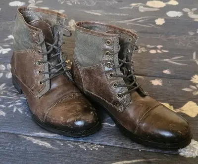 Botines de cuero y tela marrón para hombre - miniatura 5