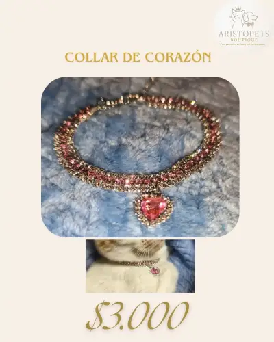 Collar de Corazón para Mascotas con Cristales - miniatura 1