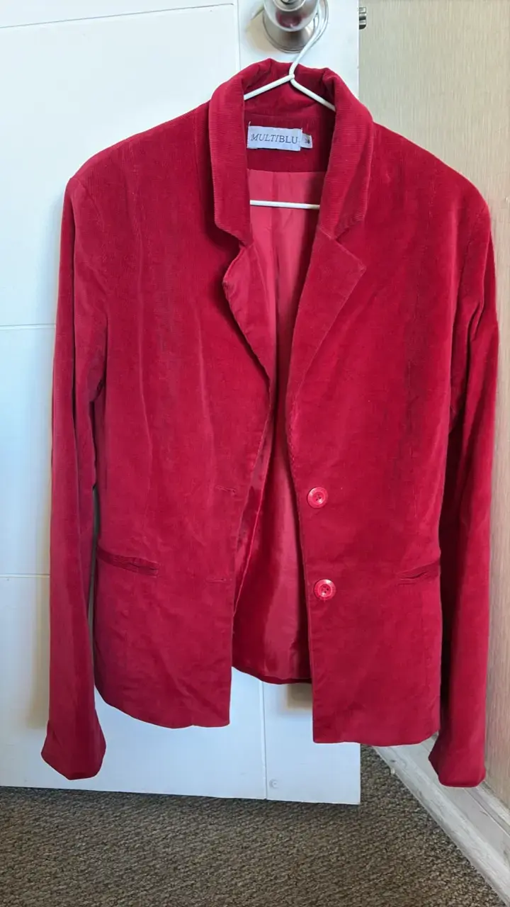Blazer de pana rojo para mujer talla 38 - 2