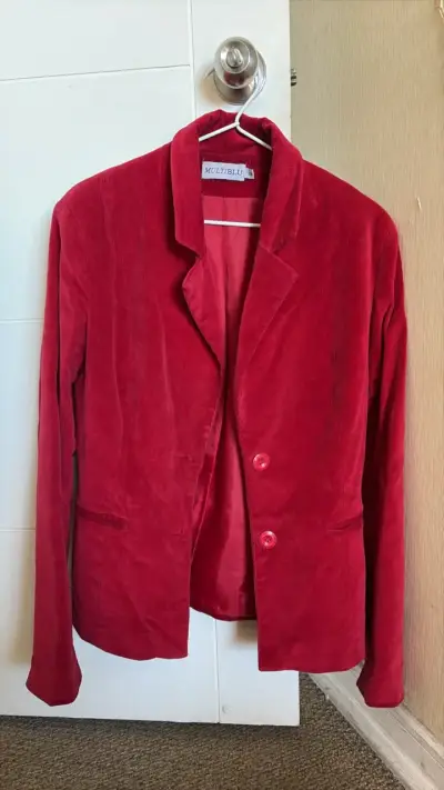 Blazer de pana rojo para mujer talla 38 - miniatura 3