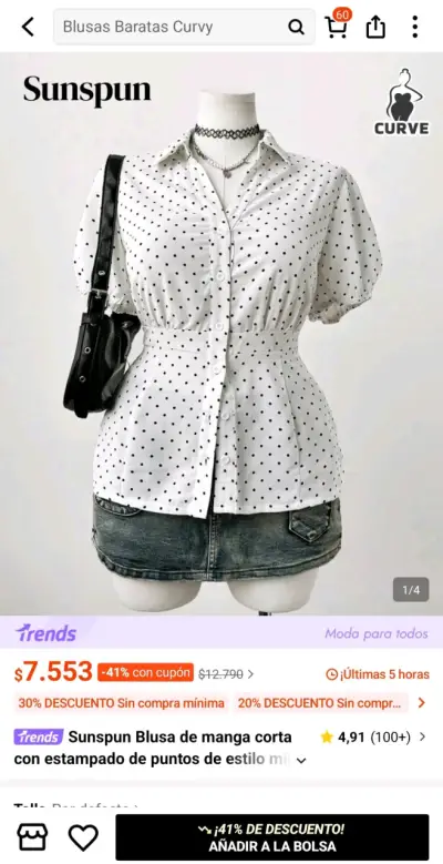Blusa Sunspun de manga corta con puntos - miniatura 1