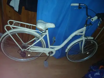 Bicicleta vintage blanca con canasto - miniatura 3