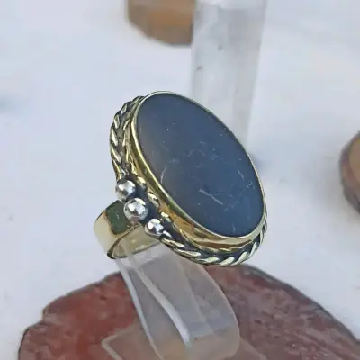 Anillo de bronce con detalles en plata ley 950 - miniatura 1