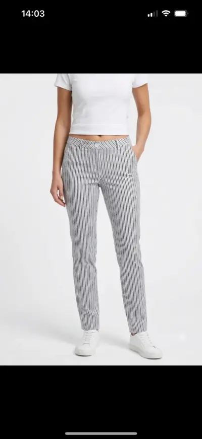 Pantalones a rayas blanco y negro para mujer - miniatura 1