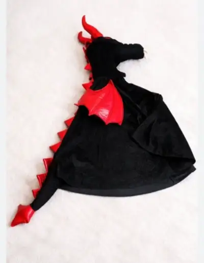 Disfraz de dragón negro y rojo para niños - miniatura 4