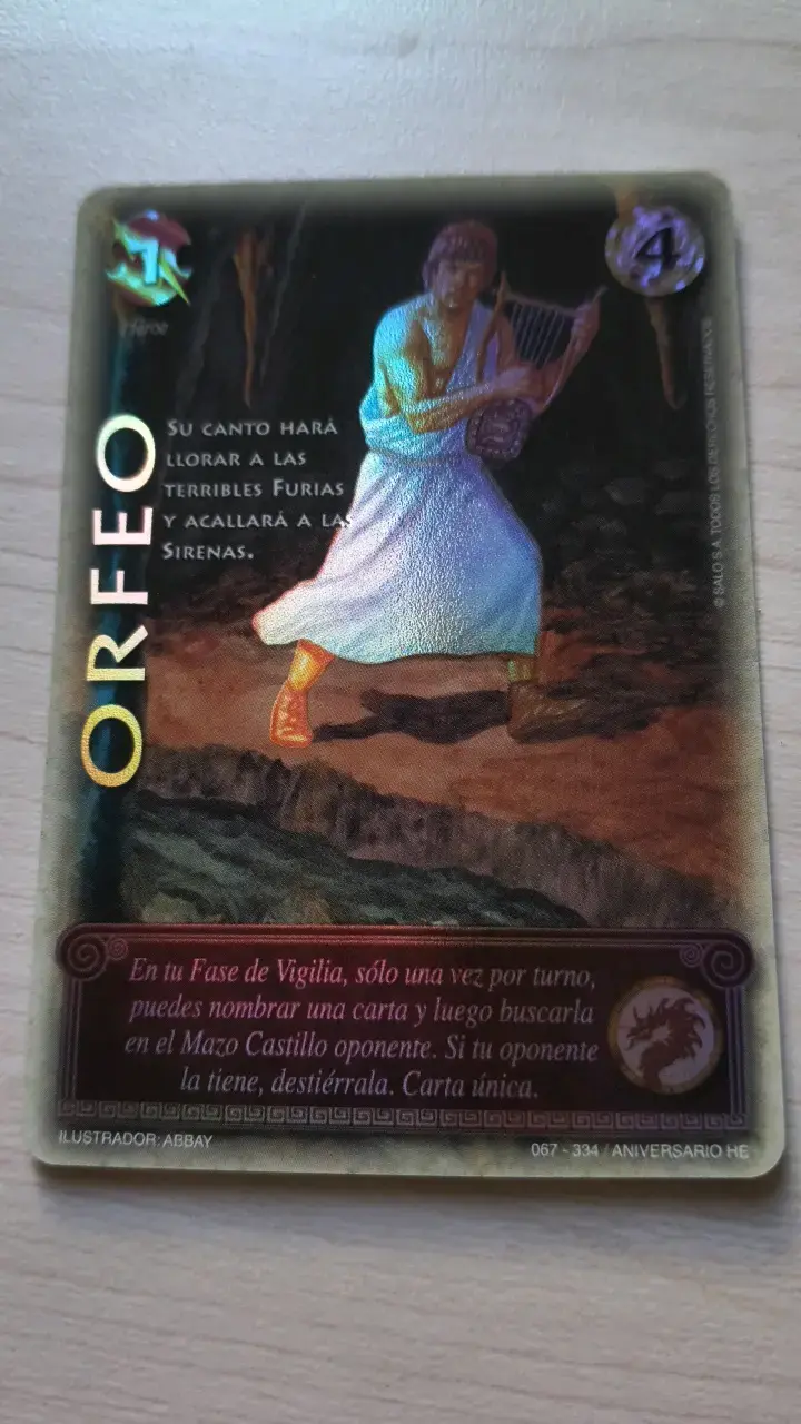 Carta coleccionable Orfeo edición especial