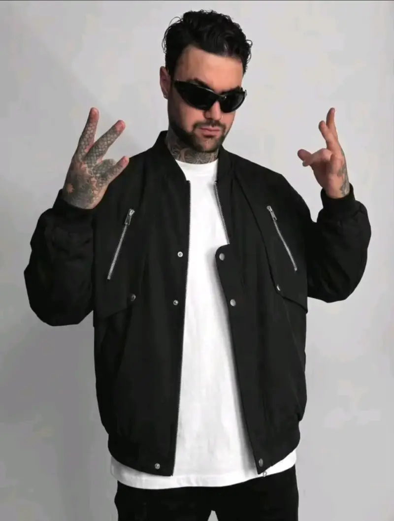 Chaqueta negra estilo bomber para hombre Shein - 4