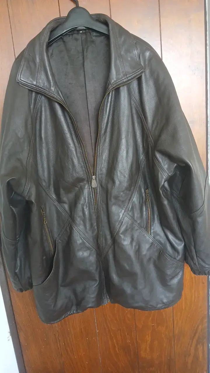 Chaqueta de cuero negra natural. - 6