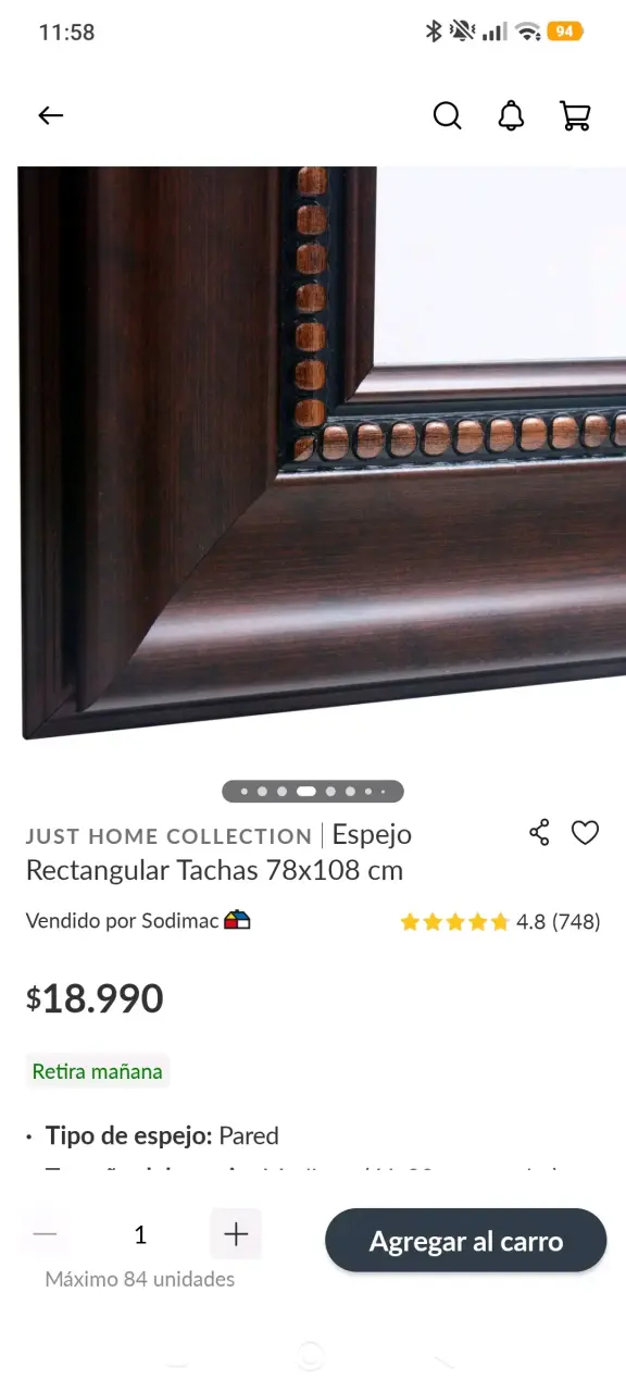 Espejo rectangular con marco de tachuelas - 2