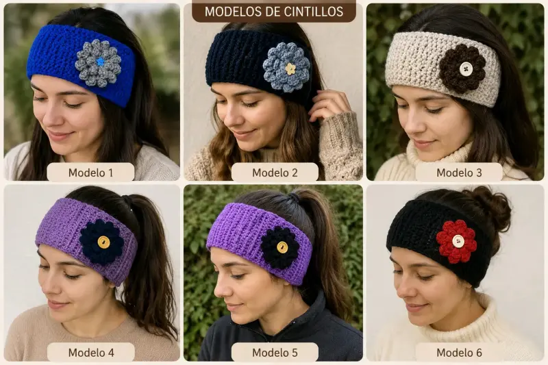 Cintillos tejidos con flor decorativa