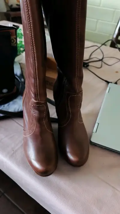 Botas de cuero marrón con plataforma EXÓTICA - miniatura 4
