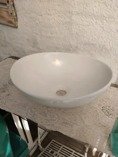 Lavamanos de sobreponer cerámica blanco moderno - miniatura 1