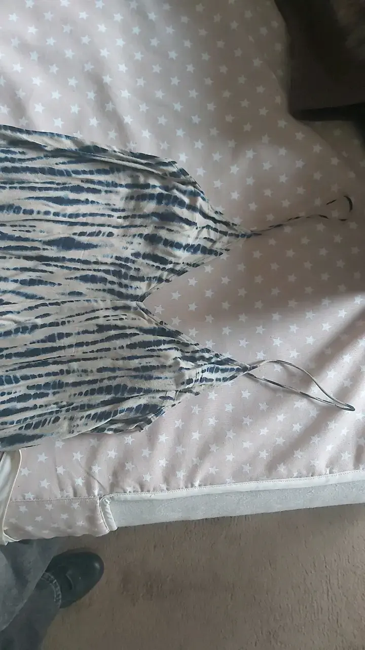 Vestido largo estampado azul y blanco - 2