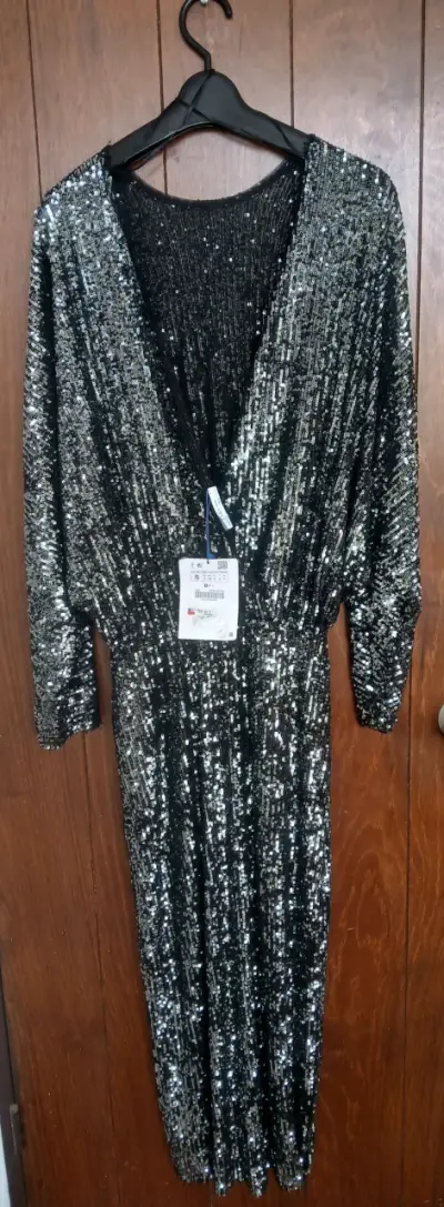 Vestido de lentejuelas negro Zara - miniatura 1