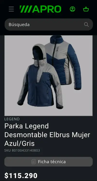 Parka desmontable Legend Elbrus mujer azul y gris - miniatura 1