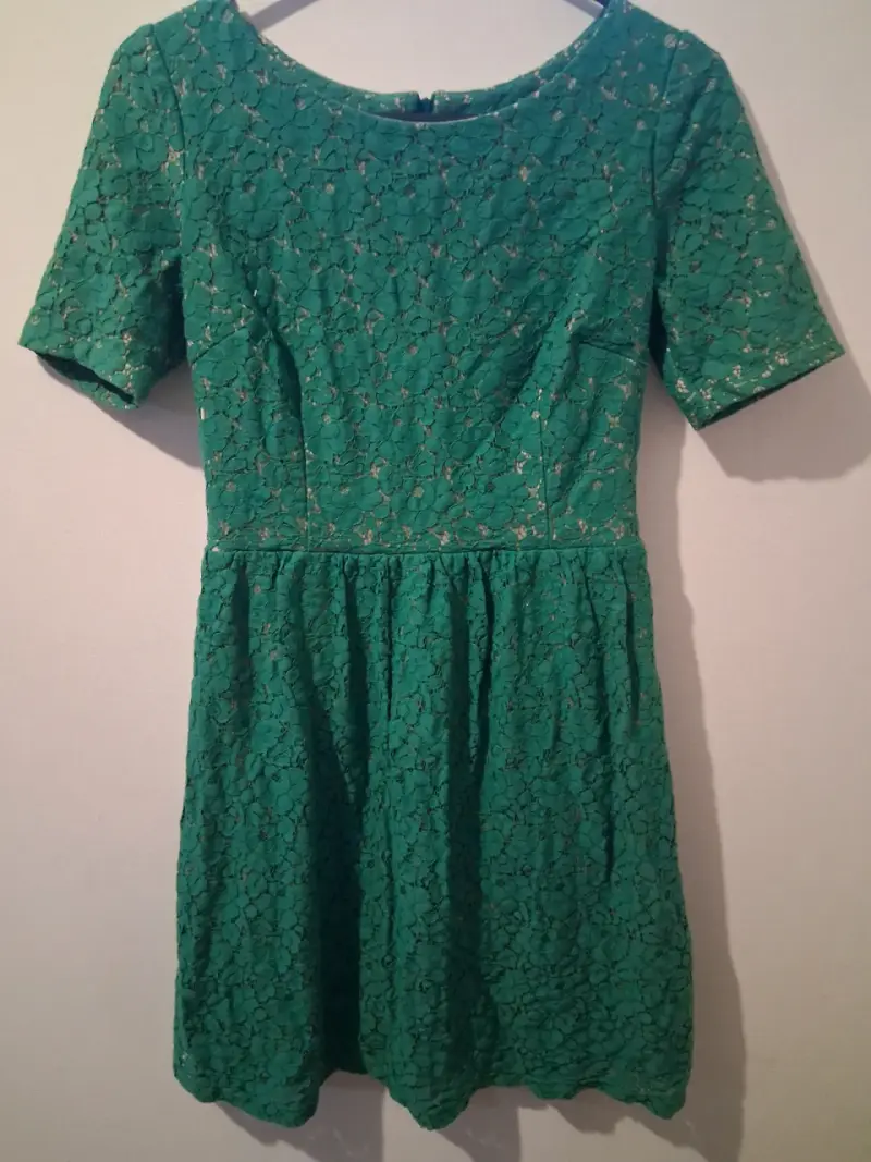 Vestido de encaje verde elegante - 1