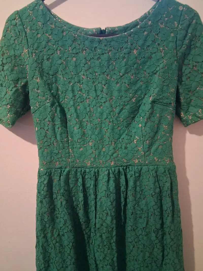 Vestido de encaje verde elegante - 3