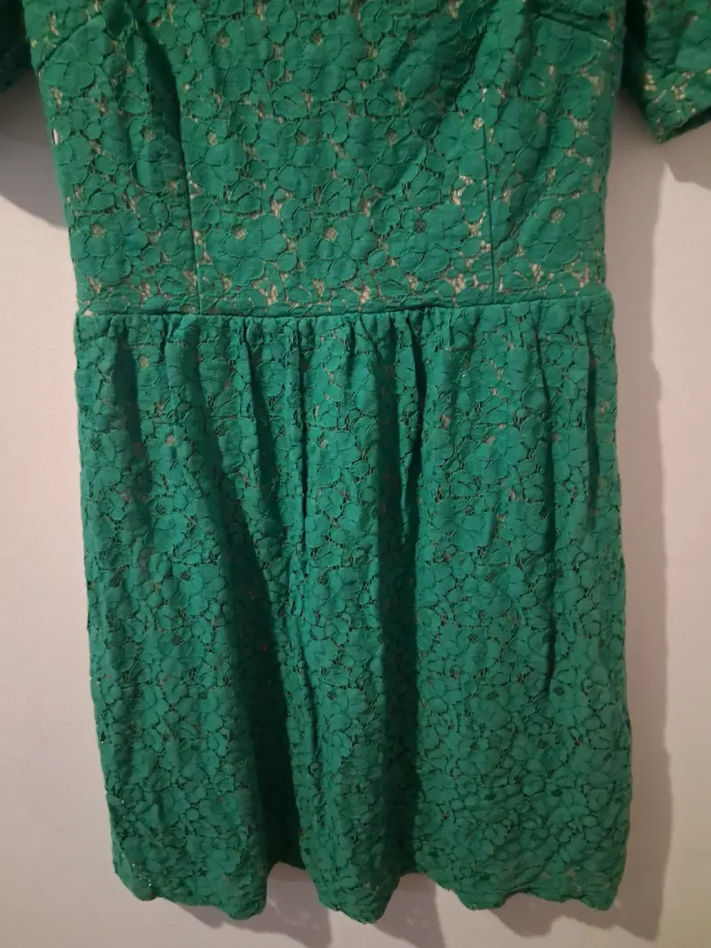 Vestido de encaje verde elegante - 4