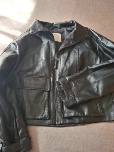 Chaqueta de ecocuero negra Index para mujer - miniatura 1