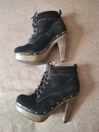 Botines de tacón alto Schutz negros con cordones - miniatura 3