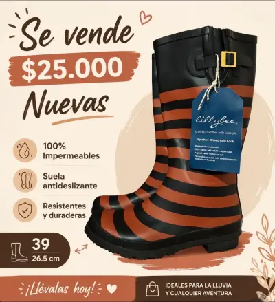 Botas de lluvia impermeables Lillybee rayadas - miniatura 1