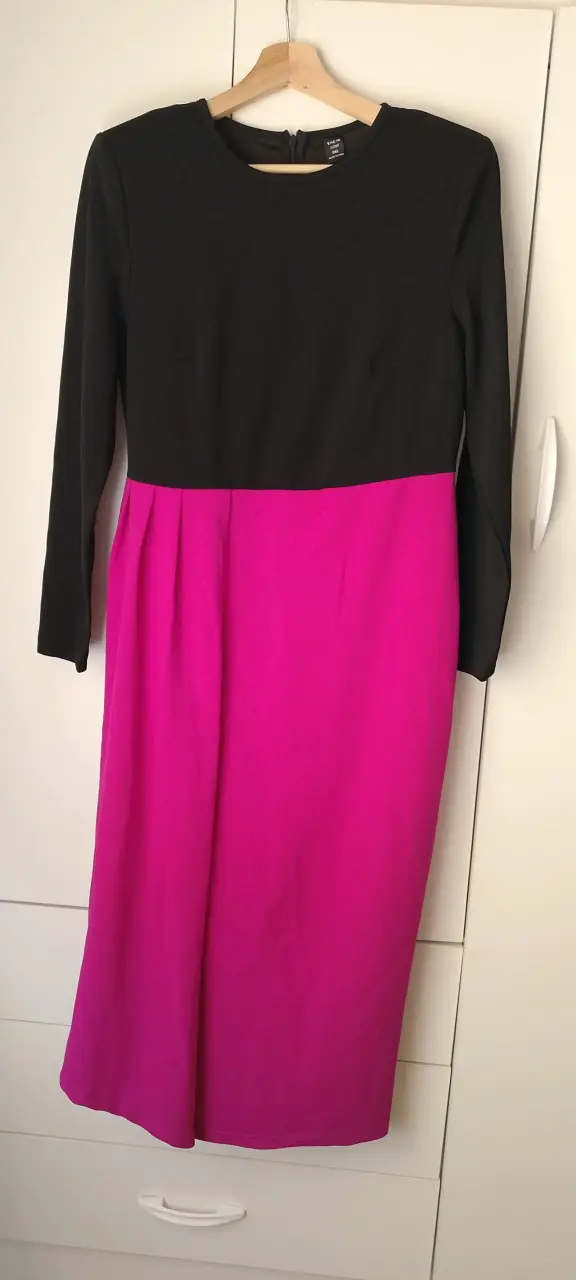 Vestido bicolor negro y fucsia SHEIN - 1