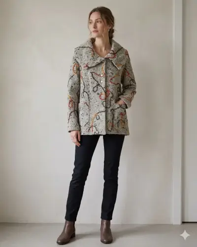 Abrigo de lana con diseño abstracto Umbrale - miniatura 3