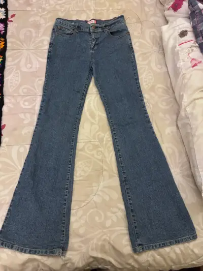 Pantalón Flare tiro bajo azul - miniatura 1
