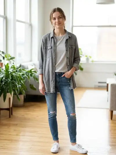 Camisa de mezclilla gris Maui & Sons - miniatura 2