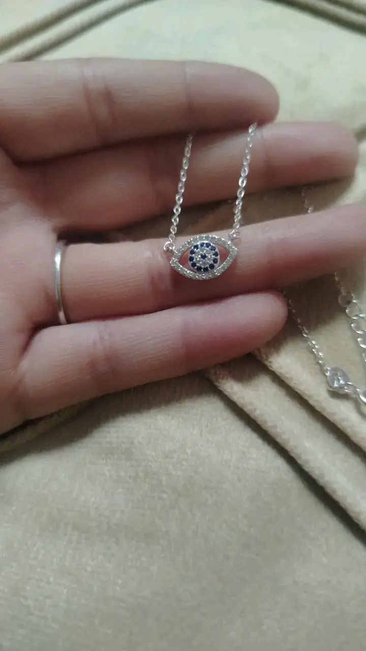 Collar de plata con dije de ojo turco - 2