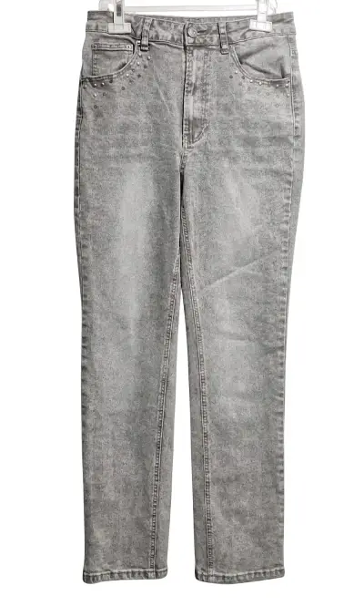Jeans grises con detalles de tachas - miniatura 1