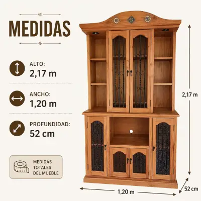 Vitrina de Madera con Puertas de Vidrio y Metal - miniatura 1